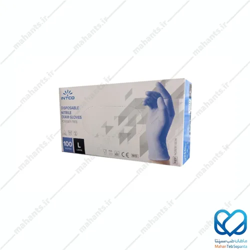 دستکش نیتریل آبی اینتکو سایز لارج